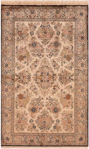 Vintage Persian Silk Qum Rug 5 ft 5 in x 3 ft 5 in (1.65 m x 1.04 m)