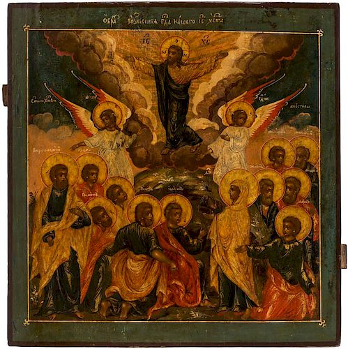 A RUSSIAN ICON OF THE ASCENSION OF CHRIST, 18TH CENTURY