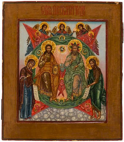 A RUSSIAN ICON OF THE FATHERHOOD, 19TH CENTURY