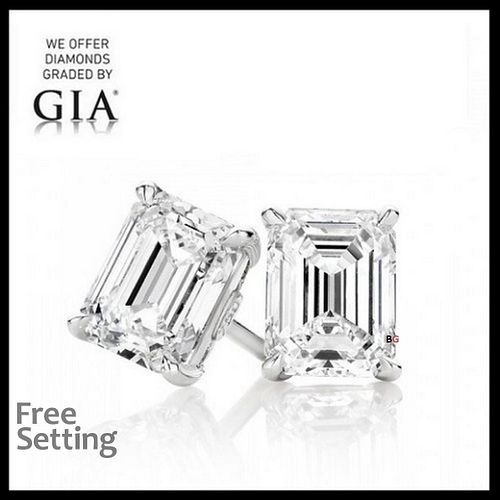 4.02 carat diamond pair Emerald cut Diamond GIA Graded 1) 2.01 ct, Color F, IF 2) 2.01 ct, Color F, IF. Appraised Value: $185,400 