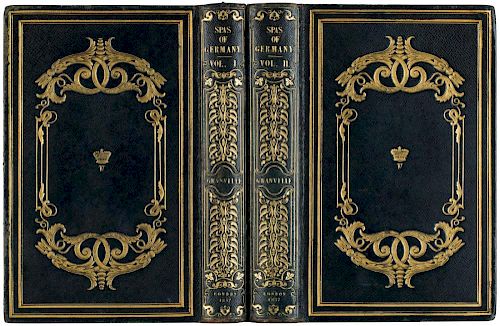 TWO BOOKS FROM THE LIBRARY OF WINDSOR PALACE FEATURING DESCRIPTIONS OF THE SPAS OF GERMANY, 1837