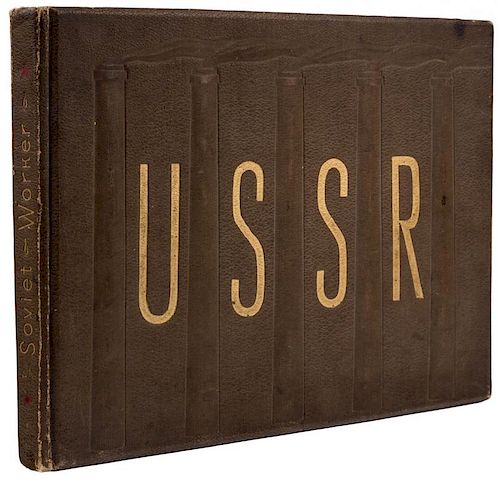 [ALEXANDER RODCHENKO, ILLUSTRATOR]. THE SOVIET WORKER (PHOTO-ALBUM). FIRST EDITION. 1939