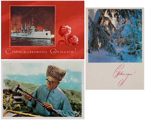 THREE POSTCARDS WRITTEN AND SIGNED BY DMITRI SHOSTAKOVICH