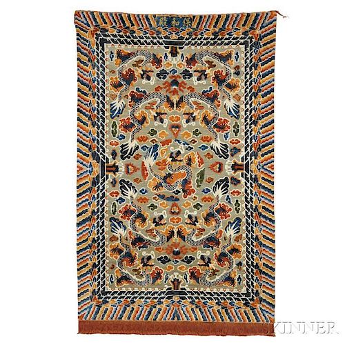 Silk Pile and Metal Thread Chinese "Imperial" Carpet