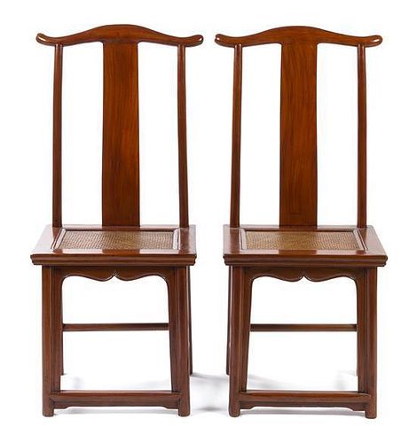 * Two Chinese Elmwood Official's Hat Chairs, Guanmaoyi Height 45 1/2 inches.
