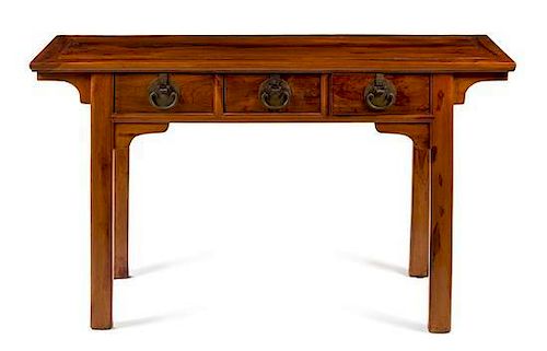 A Chinese Rosewood Altar Coffer, Liansanchu Height 31 1/2 x width 55 x depth 18 1/4 inches.