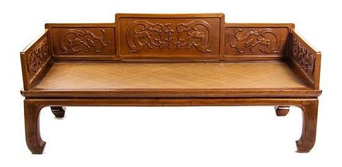 A Chinese Hardwood Day Bed, Luohanchuang Width 80 inches.