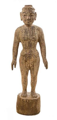 A Carved Wood Acupuncture Model Height 31 inches.