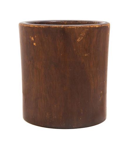 A Hardwood Brush Pot, Bitong Height 5 7/8 inches.