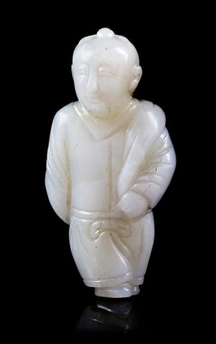 A White Jade Figure of a Boy Length 2 1/2 inches.
