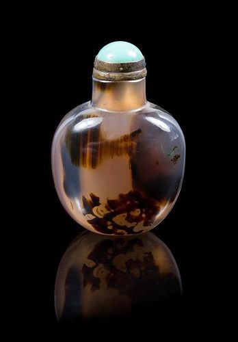 * A Shadow Agate Snuff Bottle Height 2 1/4 inches.