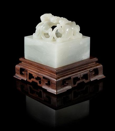 * A Chinese Hardstone Seal Height 3 x width 3 x depth 3 inches.