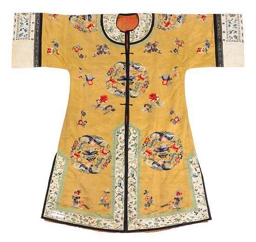 * A Chinese Embroidered Silk Lady's Robe Length 47 inches.