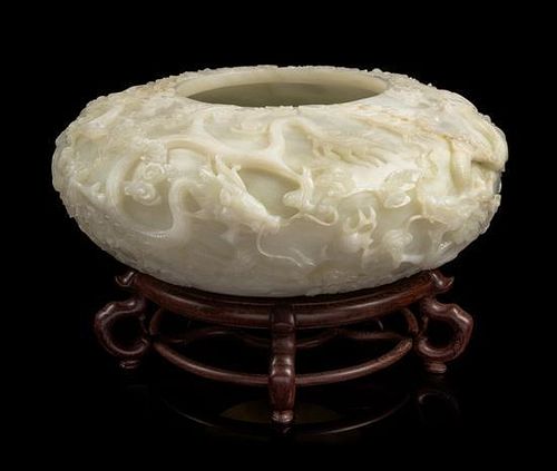 * A Chinese White Jade Bowl Diameter 11 1/2 inches.