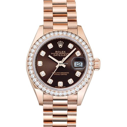 Rolex 279135RBR - Lady-Datejust Automatic Brown Dial Diamond Indexes and Bezel Ladies Watch
