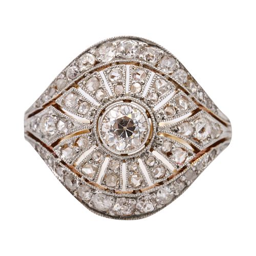1.25 ctw in Diamonds & 18k Gold Art Deco Ring