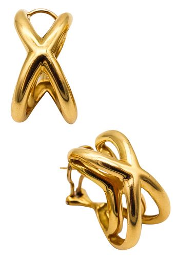 Tiffany & Co Donald Claflin Pair Of Crossover Earrings In 18Kt Gold