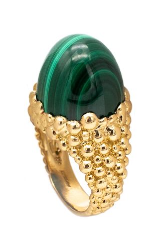 Kutchinsky London 18 kt gold cocktail ring with Malachite