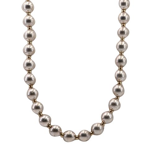 Massive 925 Sterling Silver graduated Beads Necklace