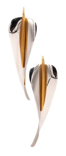 Michael Good Calla Lily drop earrings in platinum and 18 kt gold