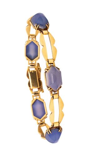 18k Gold Bracelet with 35 Cts of chalcedony