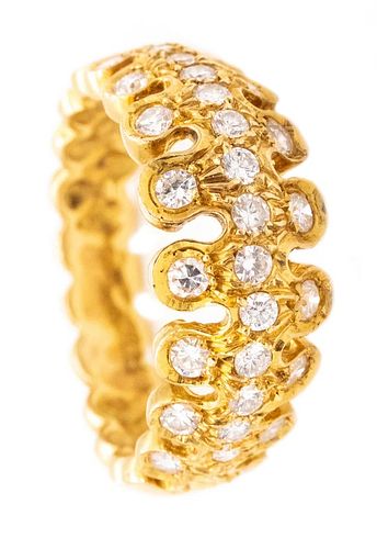 Spiky Ring in 18 kt gold with 1.16 Cts in VS Diamonds
