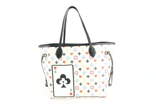LOUIS VUITTON LIMITED WHITE MONOGRAM MULTICOLOR GAME ON NEVERFULL MM TOTE