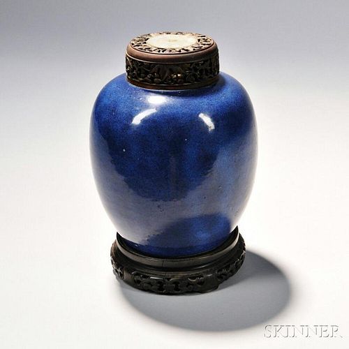 Powder Blue-glazed Porcelain Jar
