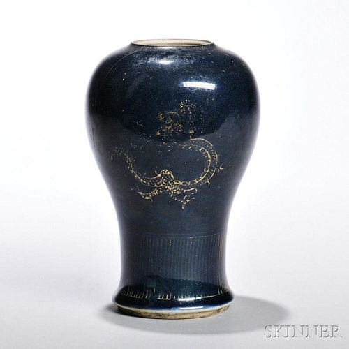Small Monochrome Blue-glazed Meiping