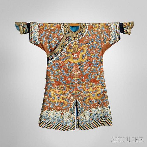 Chestnut Embroidered Silk Formal Court Dragon Robe, Chifu
