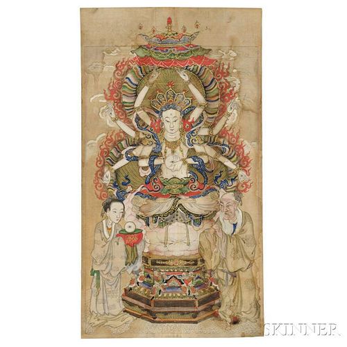 Buddhist Painting Depicting Avalokitesvara with Eight Arms and Eyes