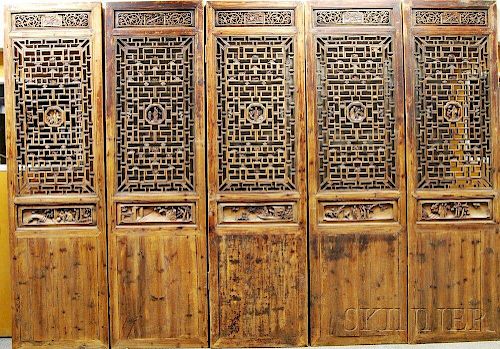 Three Sets of Tall Hinged Door Panels