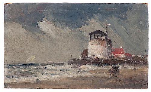 American Seashore Landscape with a Lighthouse