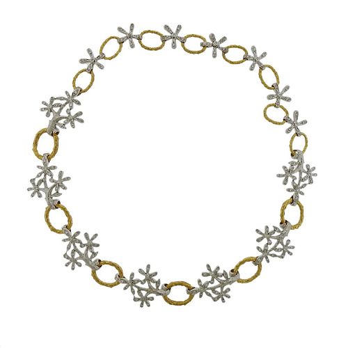 Cathy Waterman Daisy Diamond Platinum Gold Necklace