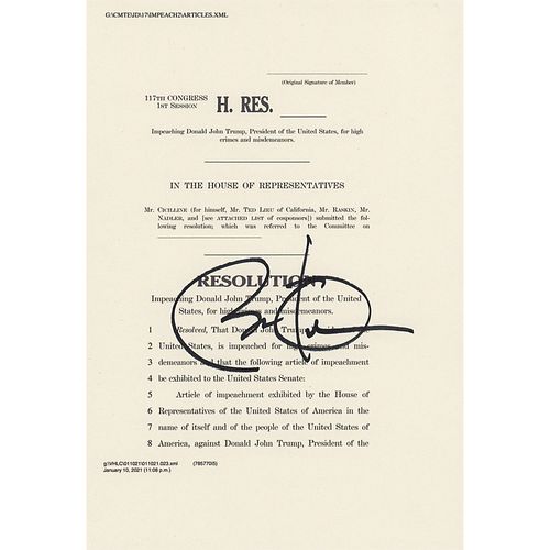 Barack Obama Signed Mock Impeachment Resolution