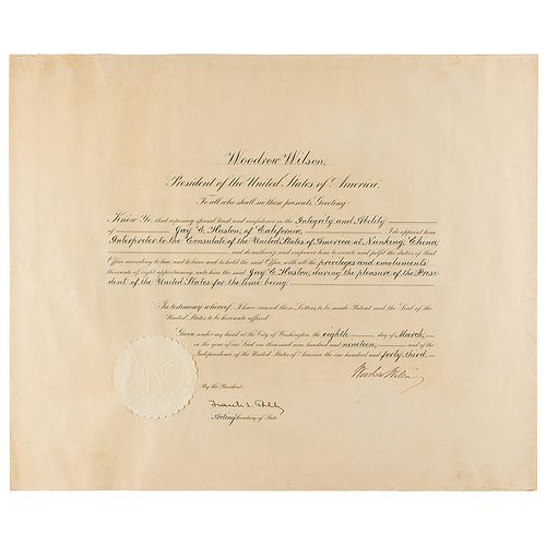 Woodrow Wilson Document Signed as President