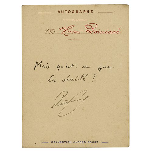 Henri Poincare Autograph Quote Signed