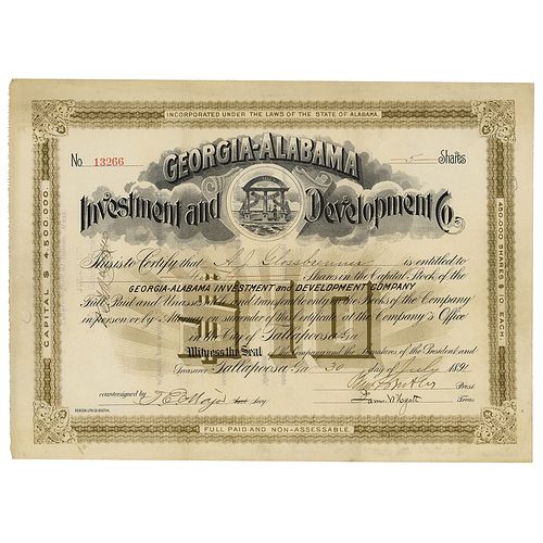Benjamin Butler Stock Certificate
