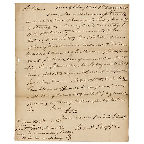 Samuel Griffin Autograph Letter Signed