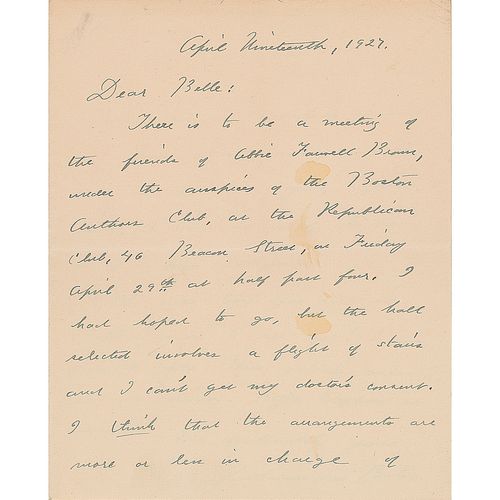 Katherine Lee Bates Autograph Letter Signed