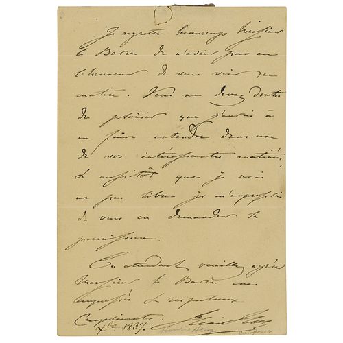 Henri Herz Autograph Letter Signed