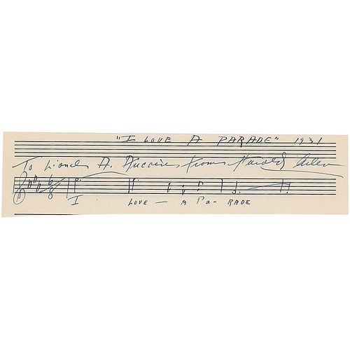 Harold Arlen Autograph Musical Quotation Signed