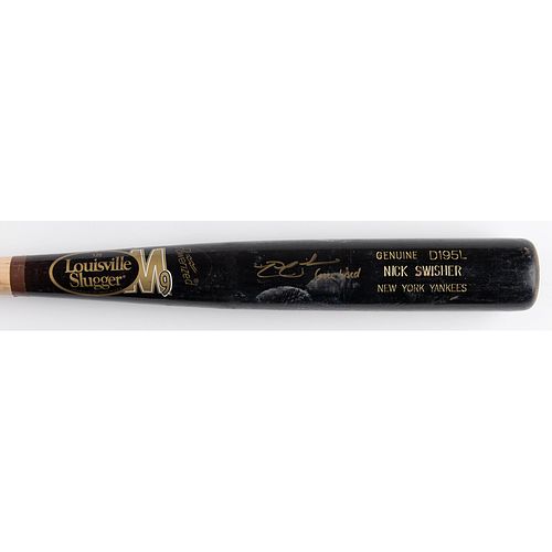 Nick Swisher Signed and Game-Used Baseball Bat