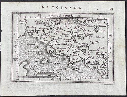 Ortelius - Map of Tuscany, Italy