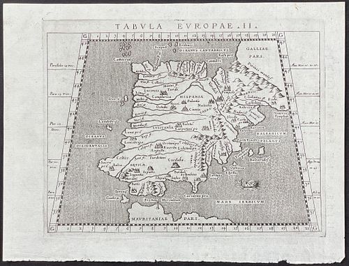 Ptolemy & Magini, pub. 1596 - Map of Spain & Portugal
