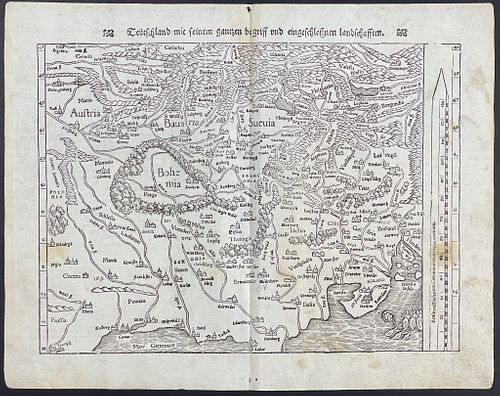 Munster, pub. 1564 - Map of Part of Europe including Austria