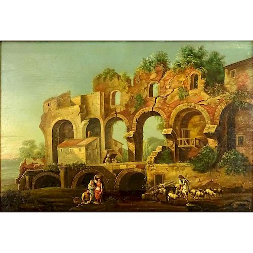 after: Hubert Robert, French (1733-1808) Oil on Panel, The Ruins.