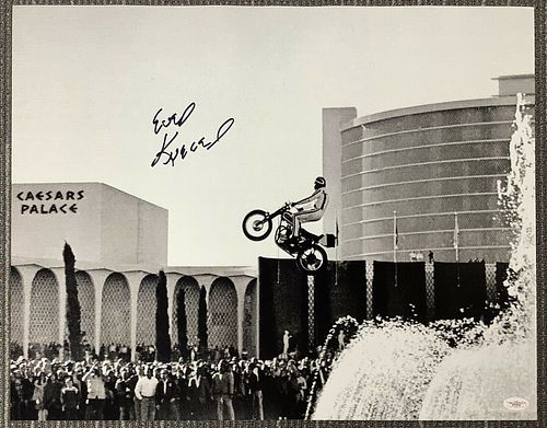Evel Knievel Signed 16x20 Photo Caesars Palace Las Vegas Jump Stunt (JSA COA)