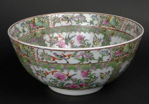 Chinese Porcelain Rose Medallion Punch Bowl.