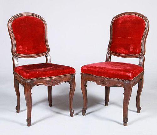 SET OF EIGHT LOUIS XV PROVINCIAL BEECHWOOD SIDE CHAIRS